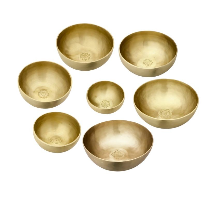 Handmade 7 Chakra Design Singing Bowls Set